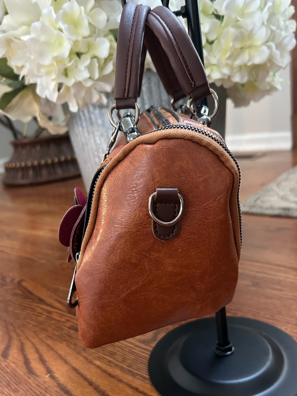 Disney Mickey Mouse Mini Satchel Crossbody Bag Brown Faux Leather - Picture 5 of 15
